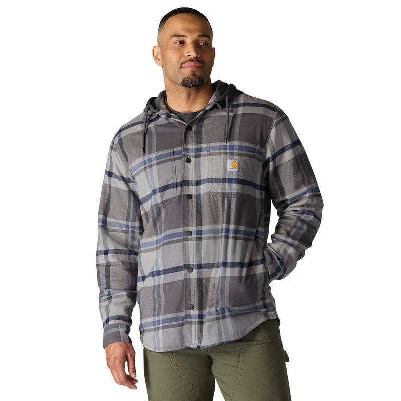 Load image into Gallery viewer, Carhartt TJ5621 RF Flannel Hooded Shirt Jac - Gravel - Front
