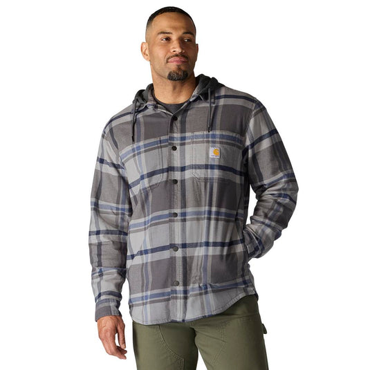 Carhartt TJ5621 RF Flannel Hooded Shirt Jac - Gravel - Front