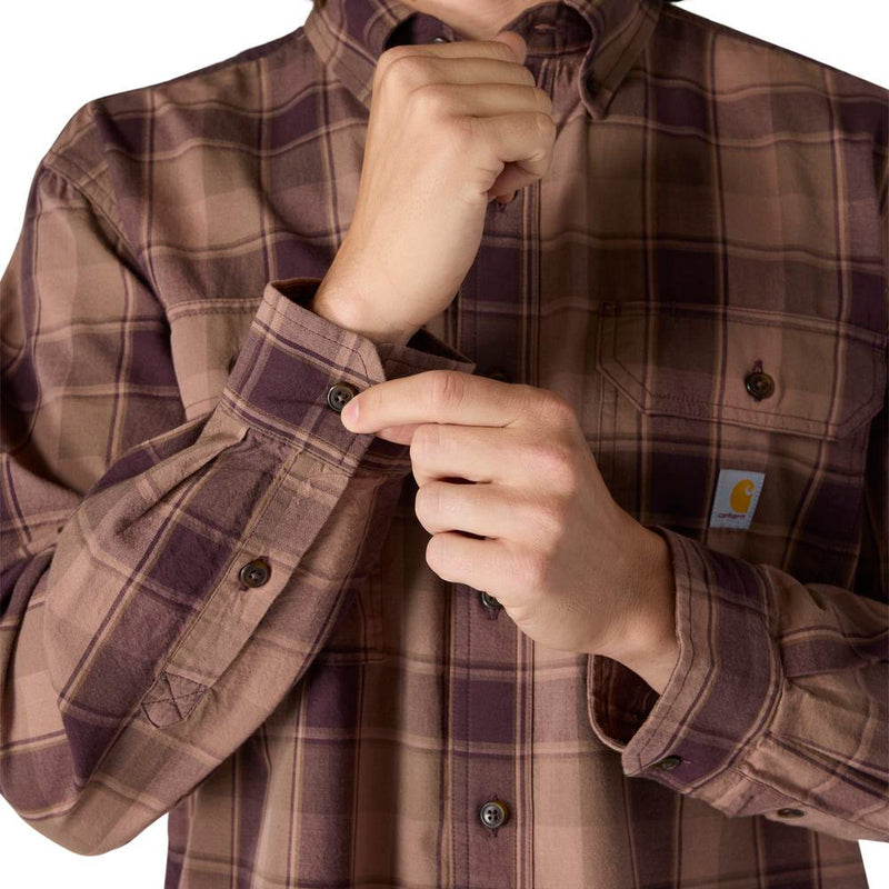 Load image into Gallery viewer, Carhartt TW4447 L/S Plaid Chambray Shirt - Sepia - Sleeves
