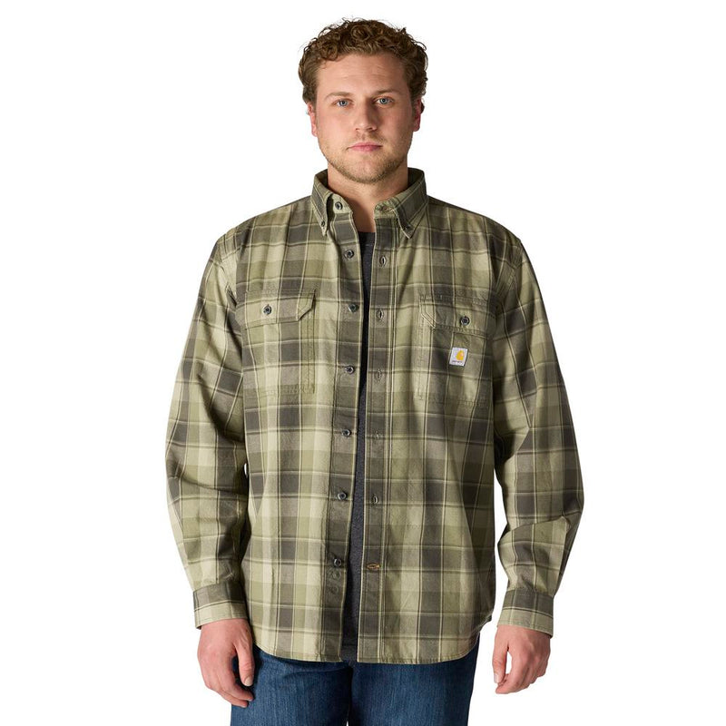 Load image into Gallery viewer, Carhartt TW4447 L/S Plaid Chambray Shirt - Dusty Olive
