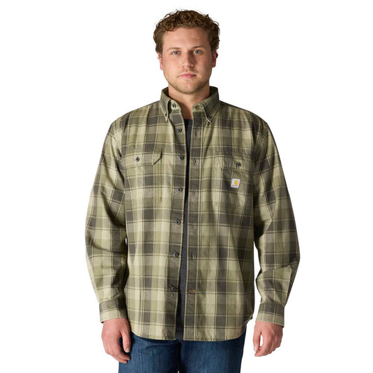 Carhartt TW4447 L/S Plaid Chambray Shirt - Dusty Olive