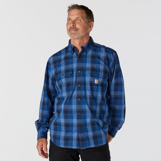 Carhartt TW4447 L/S Plaid Chambray Shirt - Navy