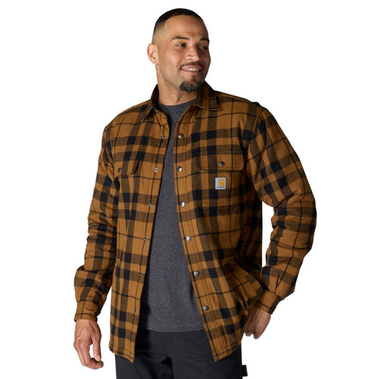 Carhartt TJ4452 Sherpa Lined Plaid Flannel - Carhartt Brown - Front