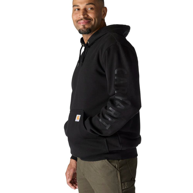 Load image into Gallery viewer, Carhartt TS7030 RD Midweight Logo Hoodie - Black - Side Sleeve
