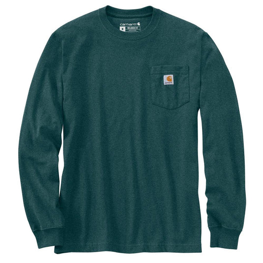Carhartt TK7036 Pkt C L/S Tee - Greenstone Heather - Front