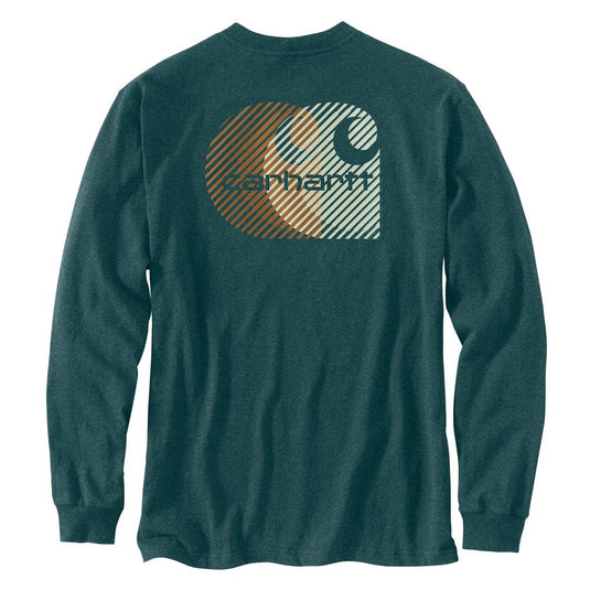 Carhartt TK7036 Pkt C L/S Tee - Greenstone Heather - Back
