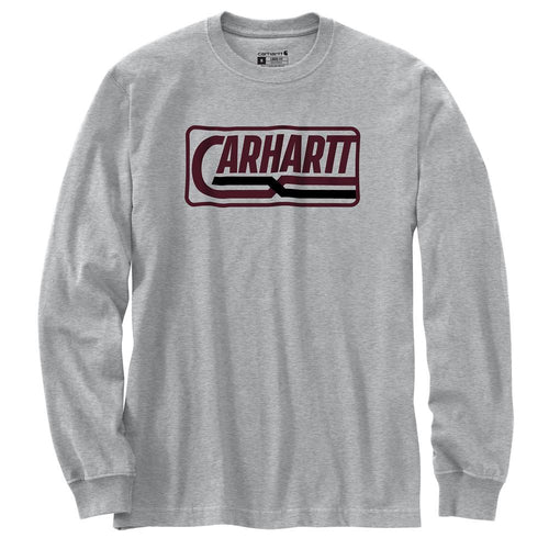 Carhartt TK7039 Logo Graphic L/S Tee - Heather Gray - Front