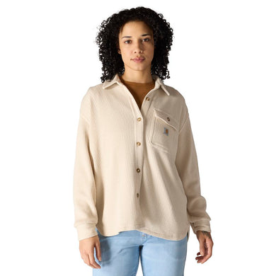 Carhartt W TK7134 Oversized Waffle Knit Shirt - Oat Milk - Front