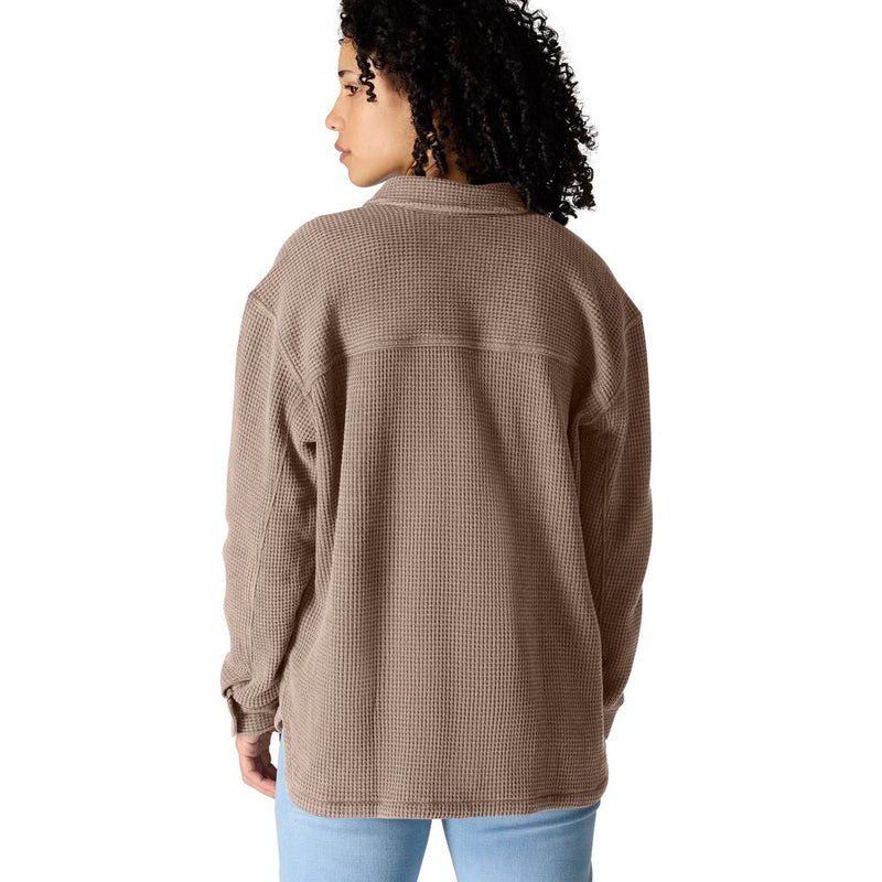 Load image into Gallery viewer, Carhartt W TK7134 Oversized Waffle Knit Shirt - Sepia - Back
