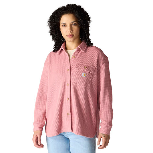 Carhartt W TK7134 Oversized Waffle Knit Shirt - Rose Tint - Front