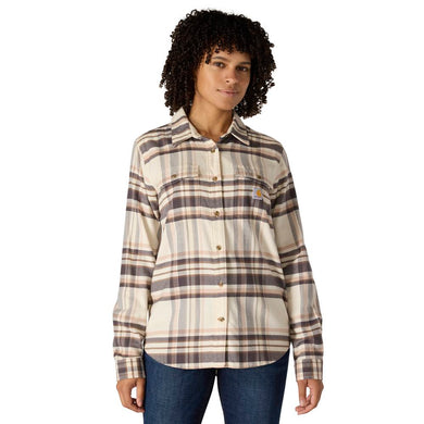 Carhartt W TW7135 Tencel Relaxed Plaid Shirt - Chalk - Front