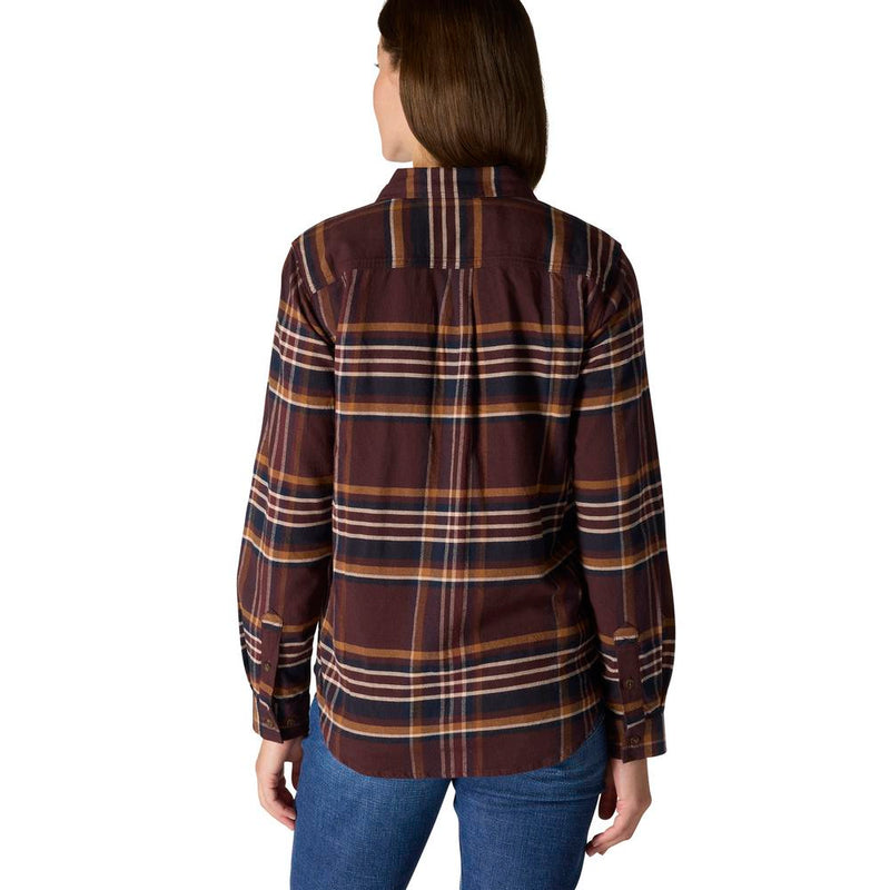 Load image into Gallery viewer, Carhartt W TW7135 Tencel Relaxed Plaid Shirt - Blackberry - Back
