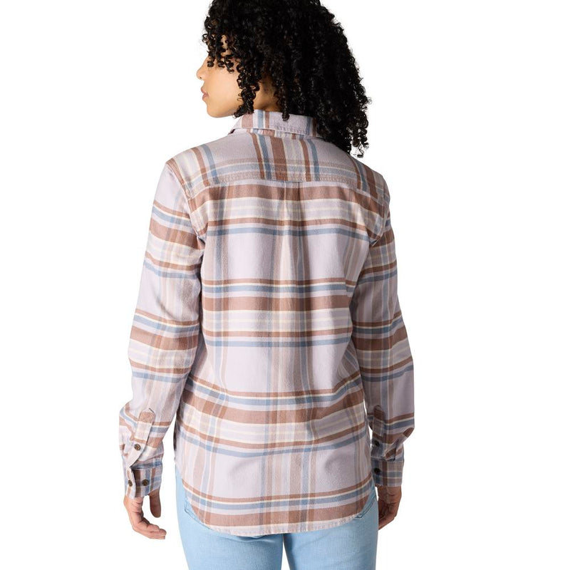Load image into Gallery viewer, Carhartt W TW7135 Tencel Relaxed Plaid Shirt - Mica - Back
