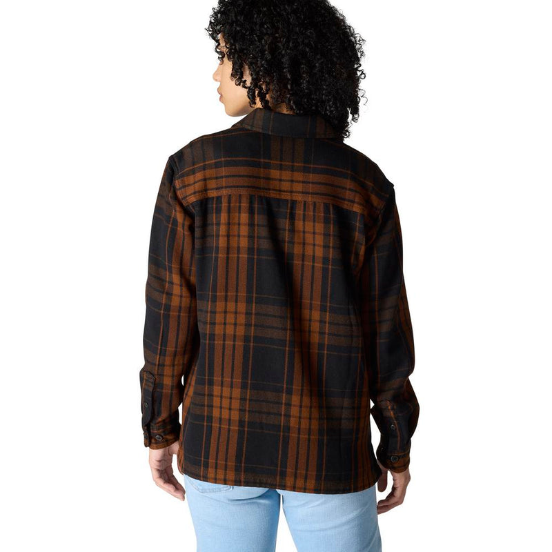 Load image into Gallery viewer, Carhartt W TW7136 Tencel Loose Plaid Shirt - Black - Back
