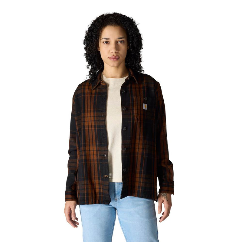 Load image into Gallery viewer, Carhartt W TW7136 Tencel Loose Plaid Shirt - Black - Front
