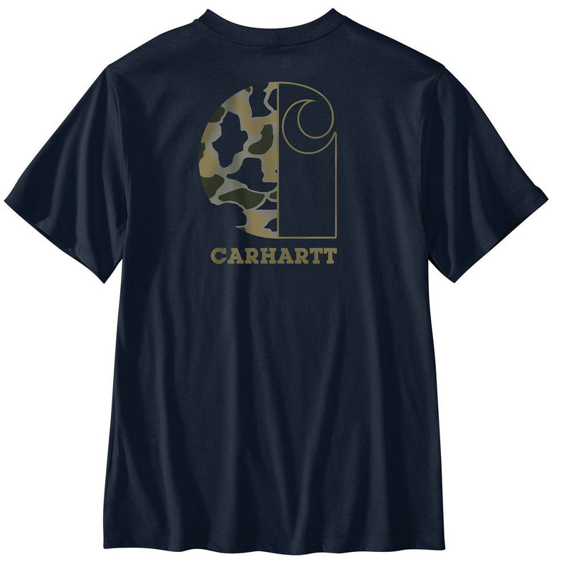 Load image into Gallery viewer, Carhartt TK7183 Pkt Camo Tee - Navy - Back
