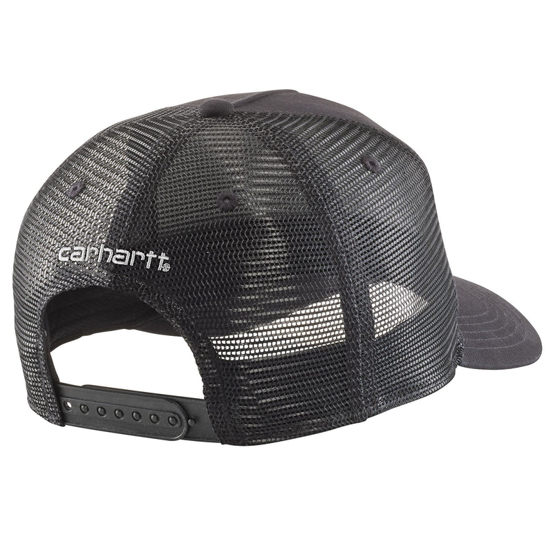 Load image into Gallery viewer, Gray and black mesh trucker cap with Carhartt patch logo
