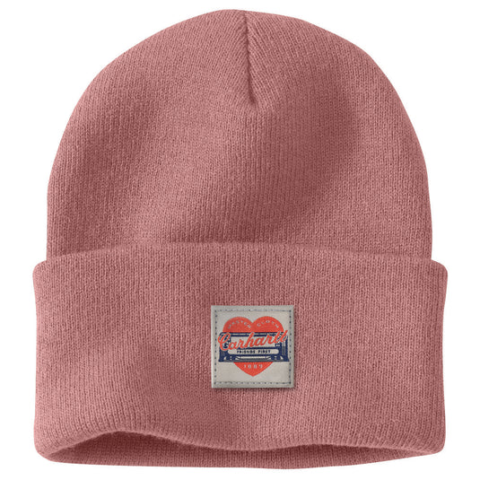 Carhartt AH7409 W Heart Patch Beanie - Rose Tint