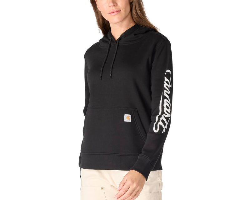 Load image into Gallery viewer, Carhartt W TS7414 Sawyer Script Hoodie - Black - Front
