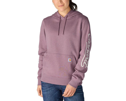 Carhartt W TS7414 Sawyer Script Hoodie - Ash Berry - Front