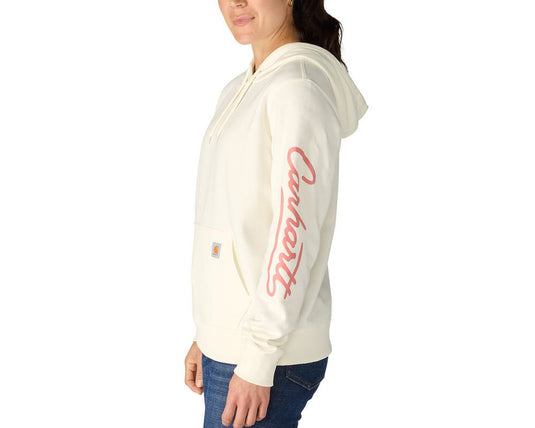 Carhartt W TS7414 Sawyer Script Hoodie - Eggshell - Side