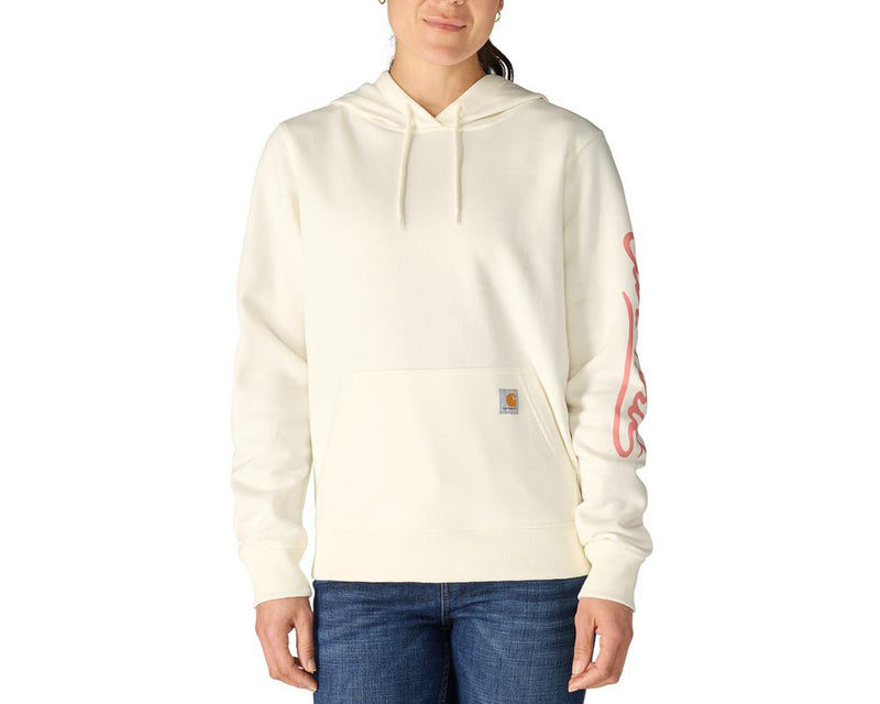 Load image into Gallery viewer, Carhartt W TS7414 Sawyer Script Hoodie - Eggshell - Front

