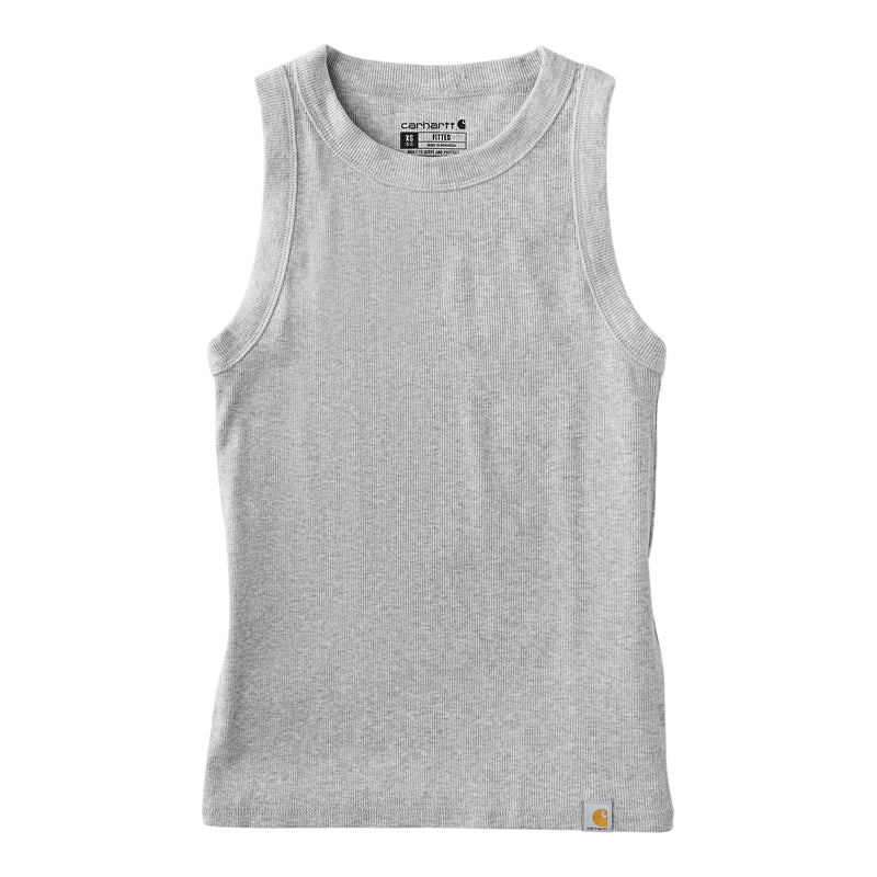 Load image into Gallery viewer, Flat image of the rib-knit Carhartt women's tank top in heather gray
