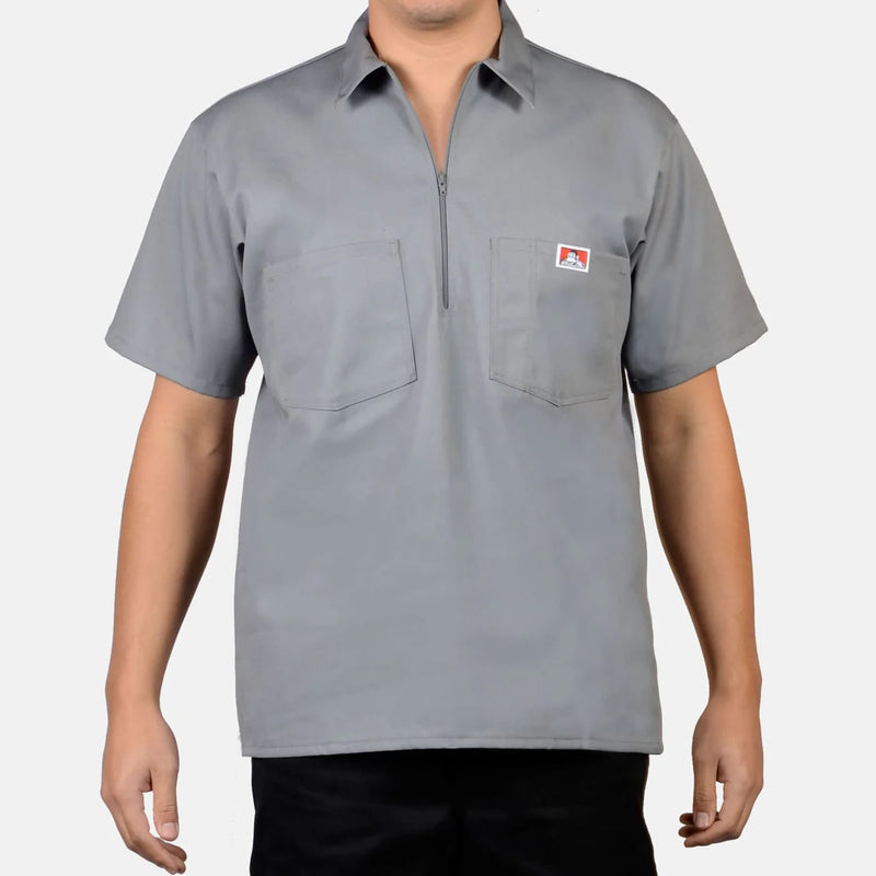 Load image into Gallery viewer, Ben Davis S/S Half Zip Shirt - Light Gray - Front
