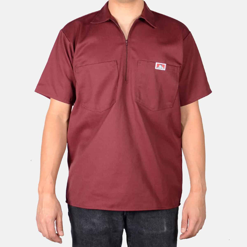 Load image into Gallery viewer, Ben Davis S/S Half Zip Shirt - Burgundy - Front
