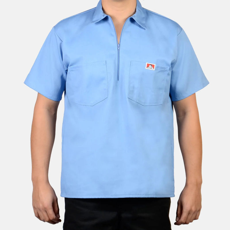 Load image into Gallery viewer, Ben Davis S/S Half Zip Shirt - Light Blue - Front
