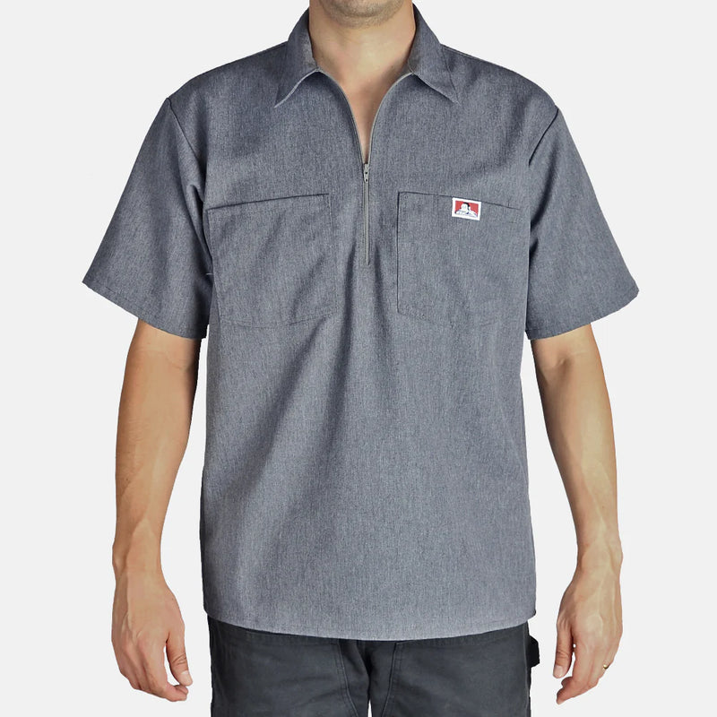 Load image into Gallery viewer, Ben Davis S/S Half Zip Shirt - Charcoal Heather - Front
