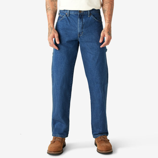 Dickies Relaxed Fit Heavyweight Carpenter Jeans Stonewashed Indigo Blue