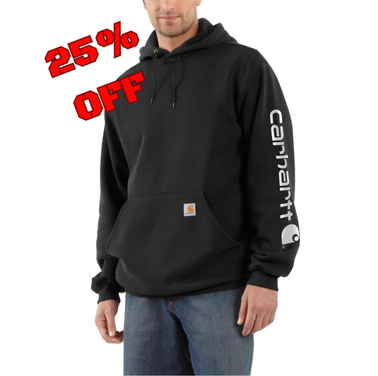 Carhartt K288 Loose Fit Sleeve Logo Hoodie - BLK - 25% Off