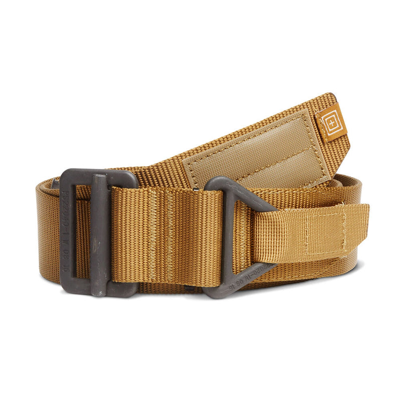 Load image into Gallery viewer, Brown tan tactical belt with black buckle on a white background
