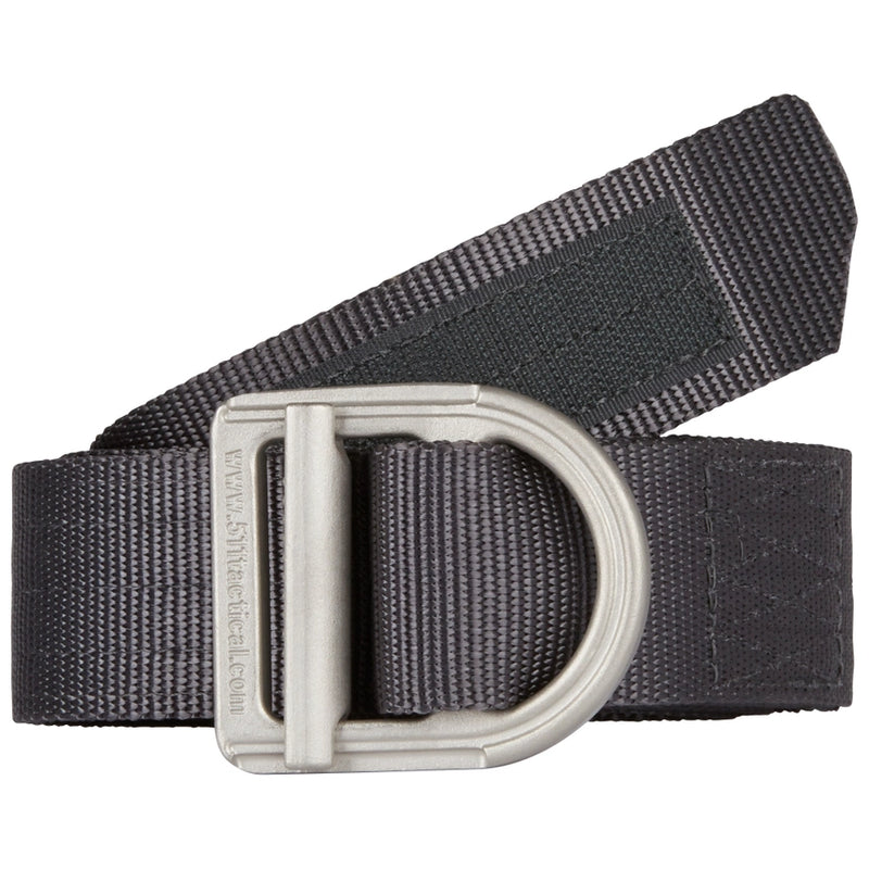 Load image into Gallery viewer, Charcoal belt with a silver D-ring buckle on a white background
