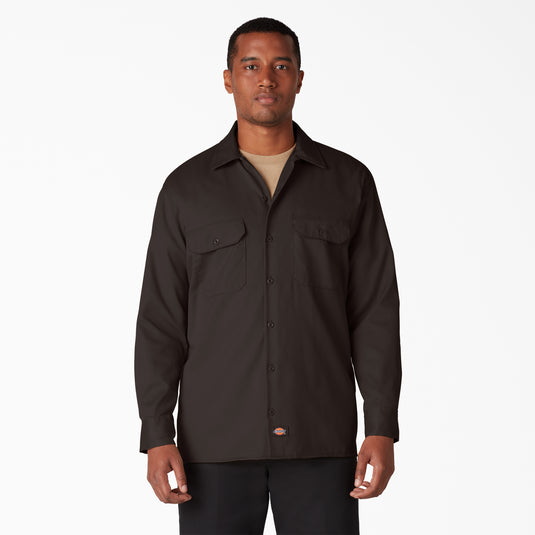 Dickies Original 574 Long Sleeve Work Shirt Dark Brown