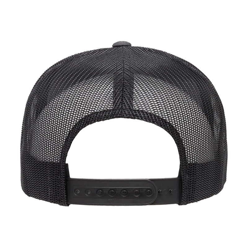 Load image into Gallery viewer, Charcoal gray trucker cap with black mesh back
