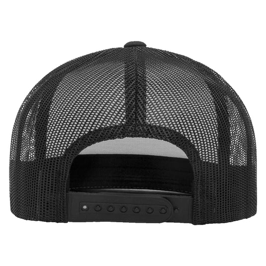 White and black trucker cap with mesh back 