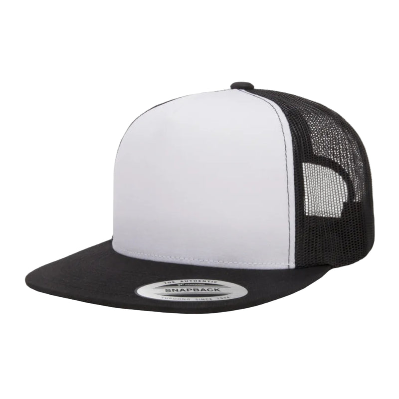Load image into Gallery viewer, White and black trucker cap with mesh back 
