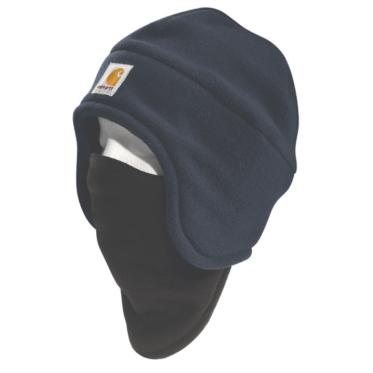 Navy blue beanie with black face mask 