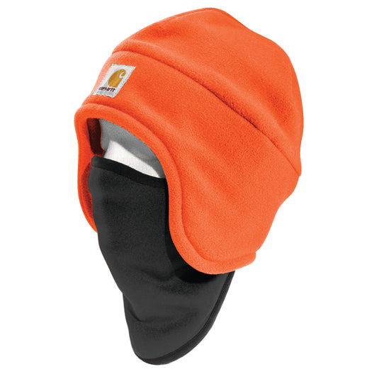 Orange winter hat with black mask