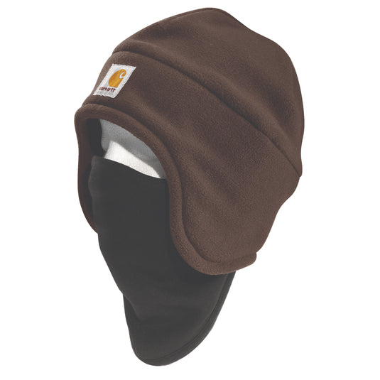 Dark brown beanie with black face mask 