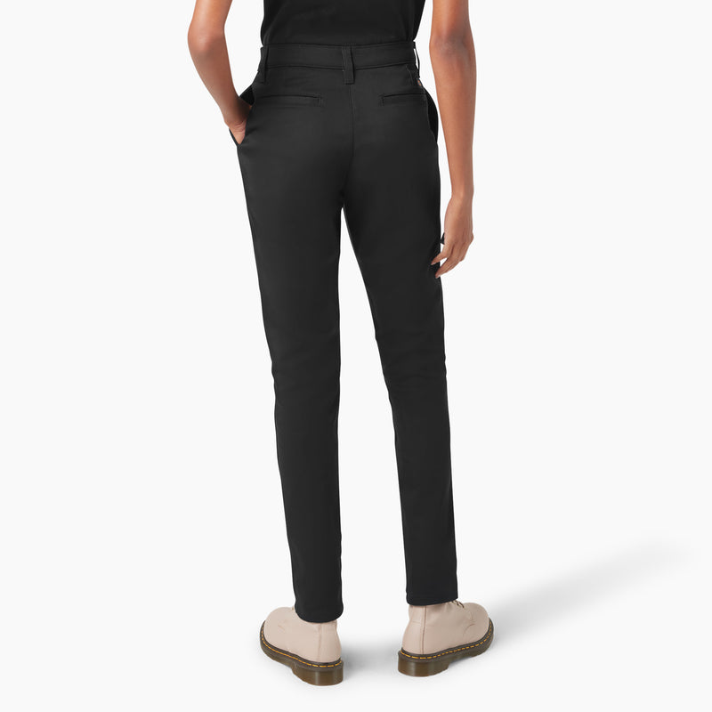 Load image into Gallery viewer, Dickies Women&#39;s Skinny Super Flex Pant - Black - Back

