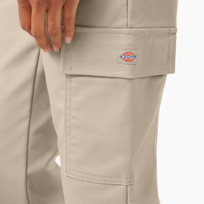 Load image into Gallery viewer, Dickies Women&#39;s Cargo Super Flex Pant - Desert Sand Side
