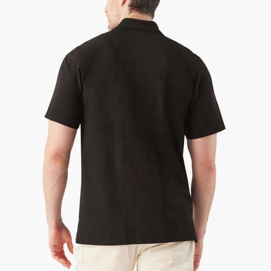 Man wearing a black shirt on a white background