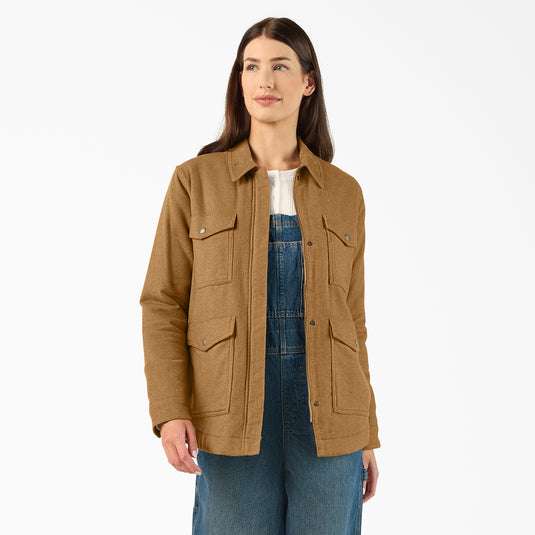 Dickies Women's Lined Flannel Chore Coat - Brown Duck