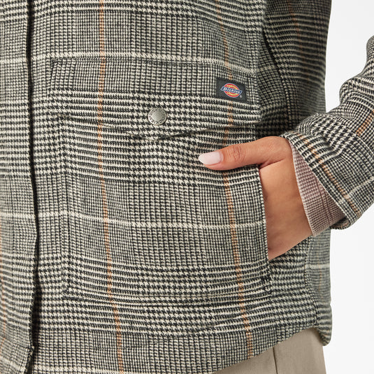 Dickies Women's Lined Flannel Chore Coat - Gray - Pockets