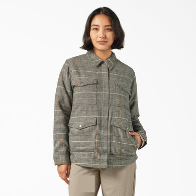 Dickies Women's Lined Flannel Chore Coat - Gray - Front