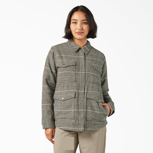 Dickies Women's Lined Flannel Chore Coat - Gray - Front