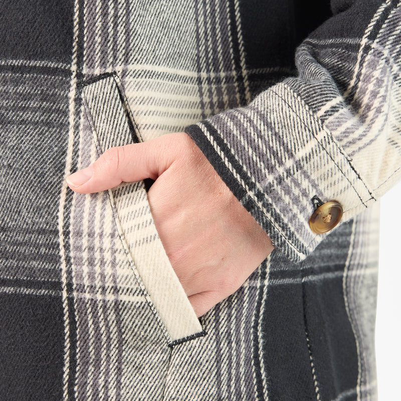 Load image into Gallery viewer, Dickies Women's Plaid Flannel Shacket - Black - Front Pocket
